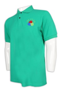 P1143 Making short-sleeved green Polo shirts 繍 flower logo Polo shop